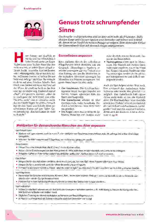 Vorschauseite 1: Genuss trotz schrumpfender Sinne