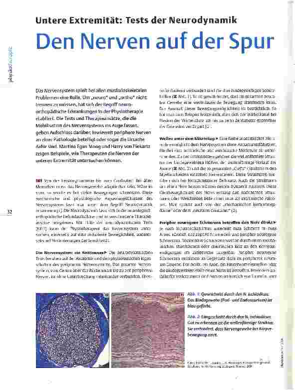 Vorschauseite 1: Untere Extremität: Tests der Neurodynamik Den Nerven auf der Spur