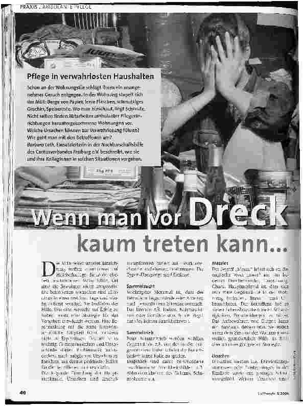 Vorschauseite 1: Pflege in verwahrlosten Haushalten: Wenn man vor Dreck kaum treten kann...
