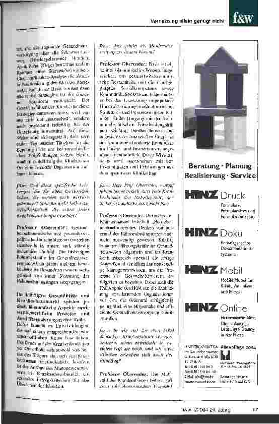 Vorschauseite 2: Leistungsfähige Kliniken in ihrer Zukunftsfähigkeit unterstützten