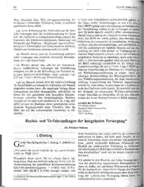 Vorschauseite 1: Rechtsund Verfahrensfragen der integrierten Versorgung