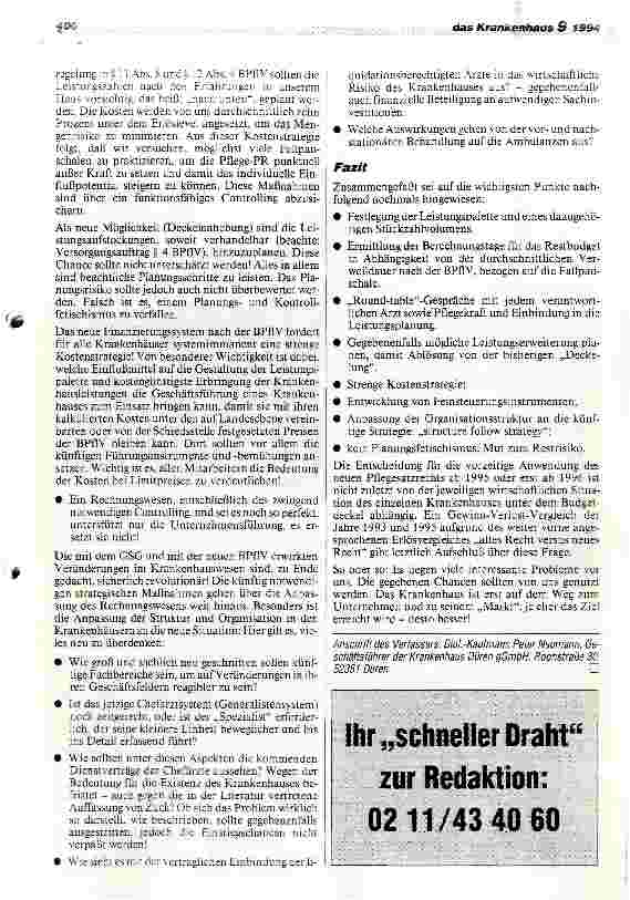 Vorschauseite 4: Die neue BPflV - partielle Umsetzungsstrategie vor Ort für 1995