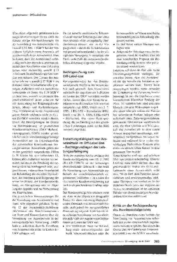 Vorschauseite 2: Neue Entwicklungen bei der Verordnung im Off-Label-Use