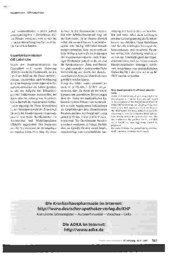Vorschauseite 4: Neue Entwicklungen bei der Verordnung im Off-Label-Use