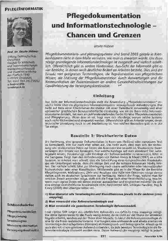 Vorschauseite 1: Pflegedokumentation und Informationstechnologie - Chancen und Grenzen