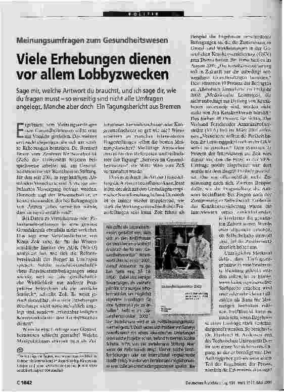 Vorschauseite 1: Viele Erhebungen dienen vor allem Lobbyzwecken