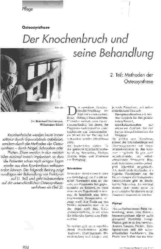 Vorschauseite 1: Der Knochenbruch und seine Behandlung2. Teil: Methoden der Osteosynthese