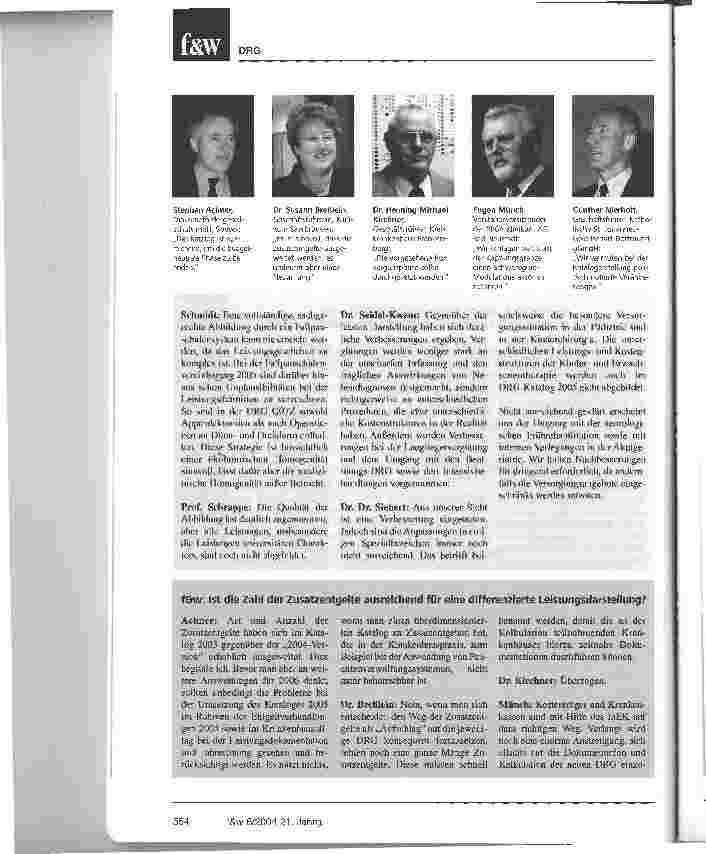 Vorschauseite 2: Fallpauschalenkatalog 2005: Besser, aber nicht optimal