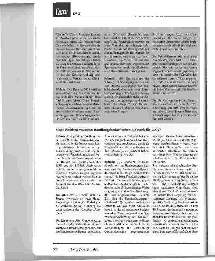Vorschauseite 4: Fallpauschalenkatalog 2005: Besser, aber nicht optimal