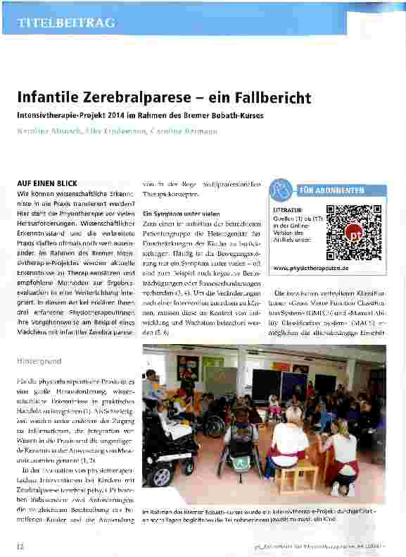 Vorschauseite 1: Infantile Zerebralparese - ein Fallbericht