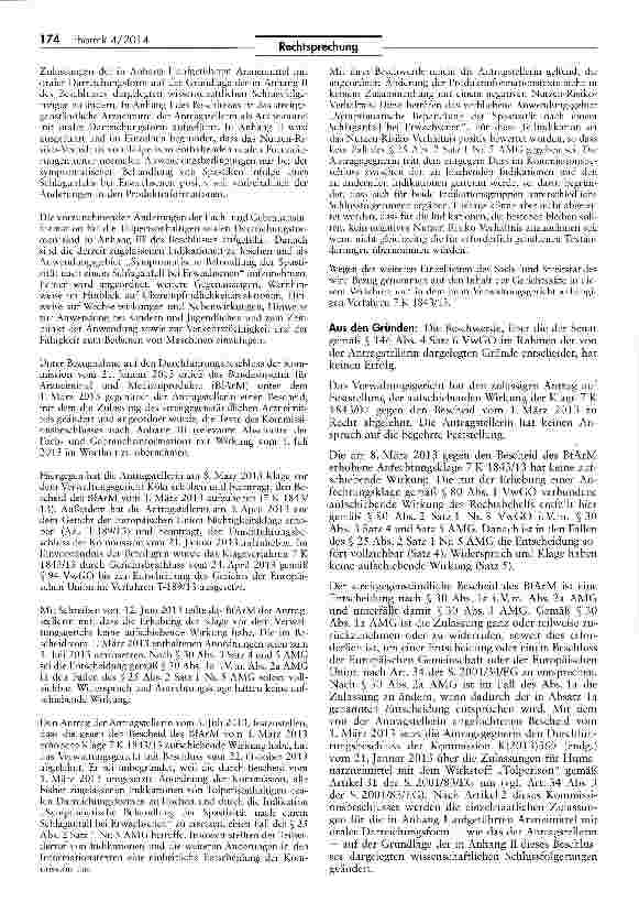 Vorschauseite 2: Beschwerde im Zusammenhang mit der Zulassung eines Arzneimittels mit dem Wirkstoff Tolperison AMG §§ 30 Ta i.V.m. Ha, 30 III, 30 Ha