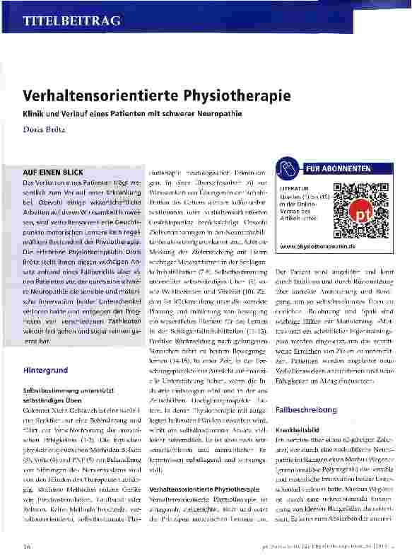 Vorschauseite 1: Verhaltensorientierte Physiotherapie