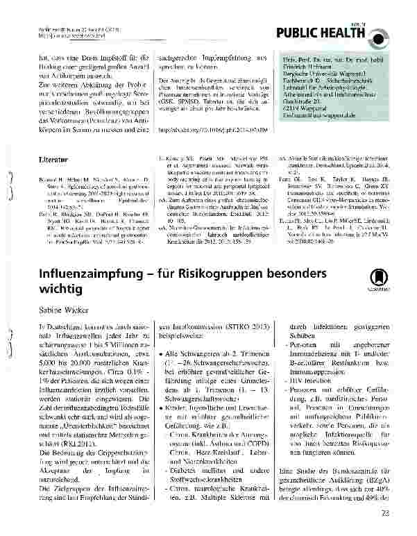 Vorschauseite 1: Influenzaimpfung - für Risikogruppen besonders wichtig