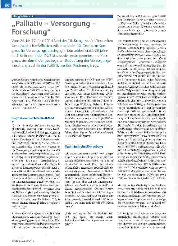 Vorschauseite 1: „Palliativ - Versorgung -Forschung