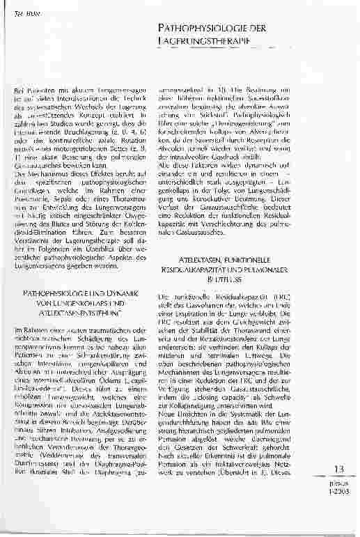 Vorschauseite 1: PATHOPHYSIOLOGIE DER LAGERUNGSTHERAPIE