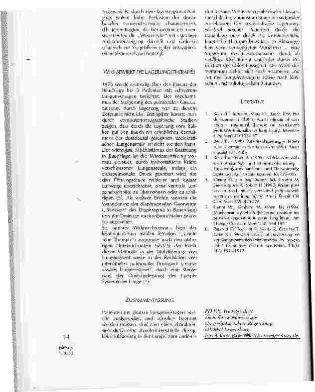 Vorschauseite 2: PATHOPHYSIOLOGIE DER LAGERUNGSTHERAPIE