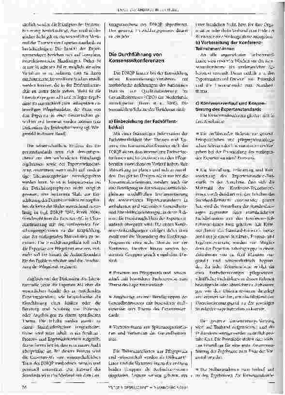 Vorschauseite 2: Expertenstandards in der PflegeVorgehensweise des Deutschen Netzwerks für Qualitätsentwicklung in der Pflege (DNQP) und Nutzen für die Praxis