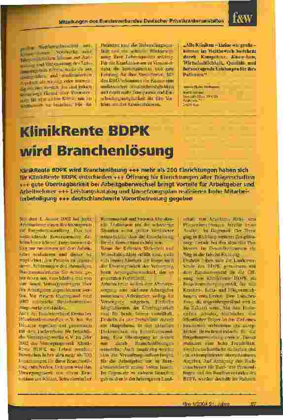 Vorschauseite 3: Kleine Kliniken stehen im Wettbewerb gut da und sind vorbereitet Ergebnisse einer Umfrage des Verbandes der Privatkliniken in Schleswig-Holstein (VPKSH)