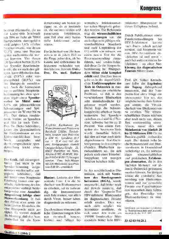 Vorschauseite 2: Neopterin - ein Marker zur Erhöhung der Sicherheit bei Bluttransfusionen?