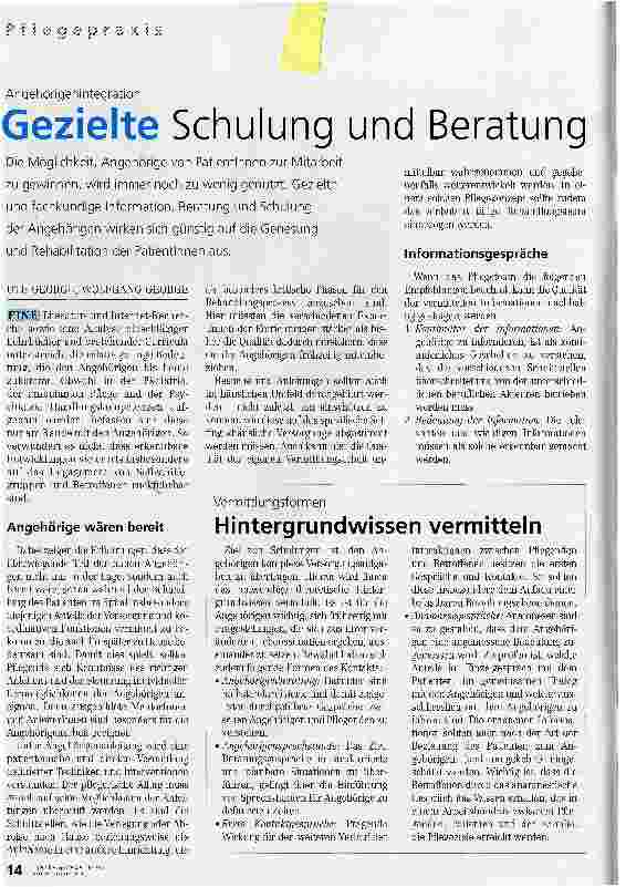 Vorschauseite 1: Gezielte Schulung und Beratung - Angehörigenintegration