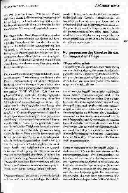 Vorschauseite 3: Neuregelungen Berufsbildung Pflege