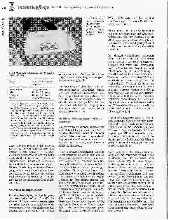 Vorschauseite 6: Die Organentnahme - notwendige Voraussetzung für eine erfolgreiche Transplantation