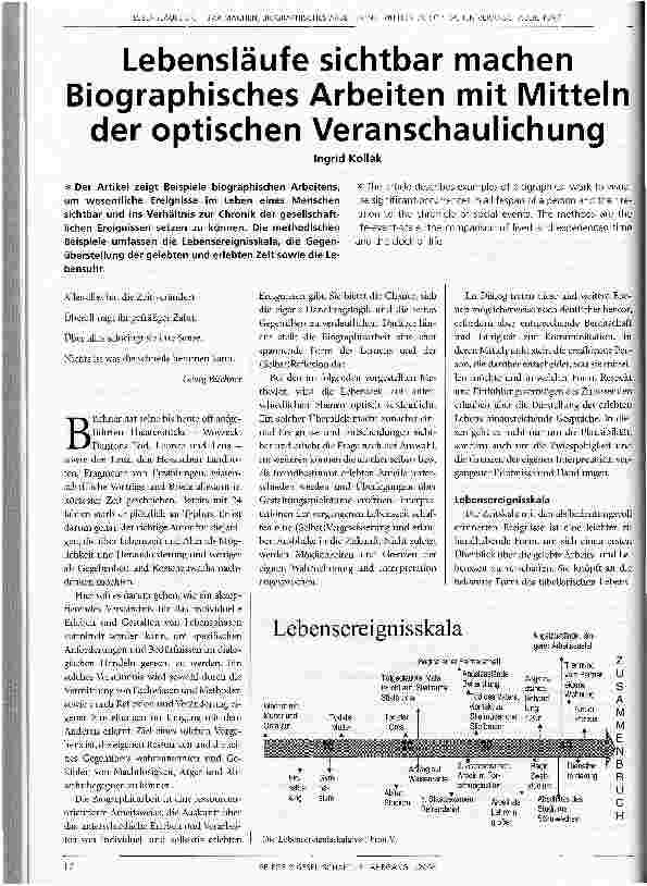 Vorschauseite 1: Lebensläufe sichtbar machen Biographisches Arbeiten mit Mitteln der optischen Veranschaulichung