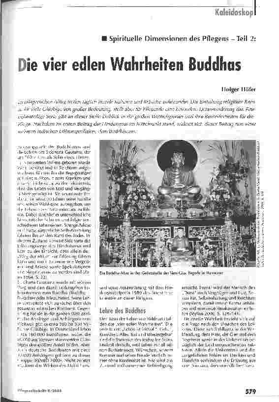 Vorschauseite 1: Die vier edlen Wahrheiten BuddhasSpirituelle Dimensionen des Pflegens -Teil 2