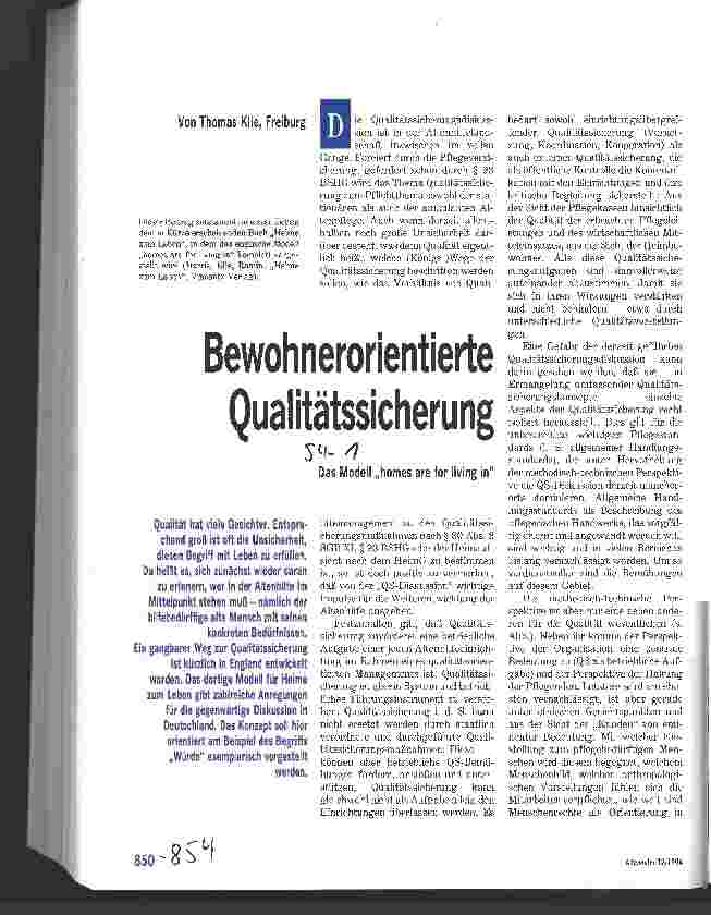 Vorschauseite 1: Bewohnerorientierte Qualitätssicherung Das Modell homes are for living in