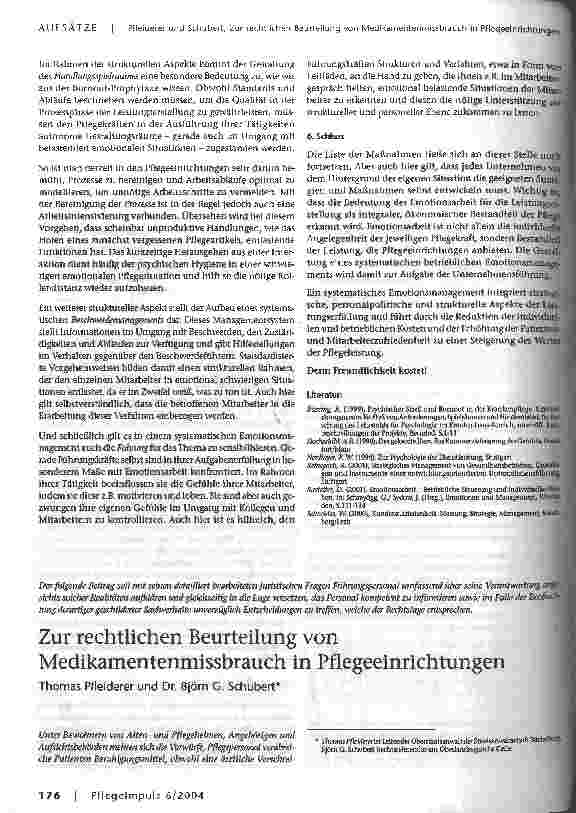 Vorschauseite 1: Zur rechtlichen Beurteilung von Medikamentenmissbrauch in Pflegeeinrichtungen