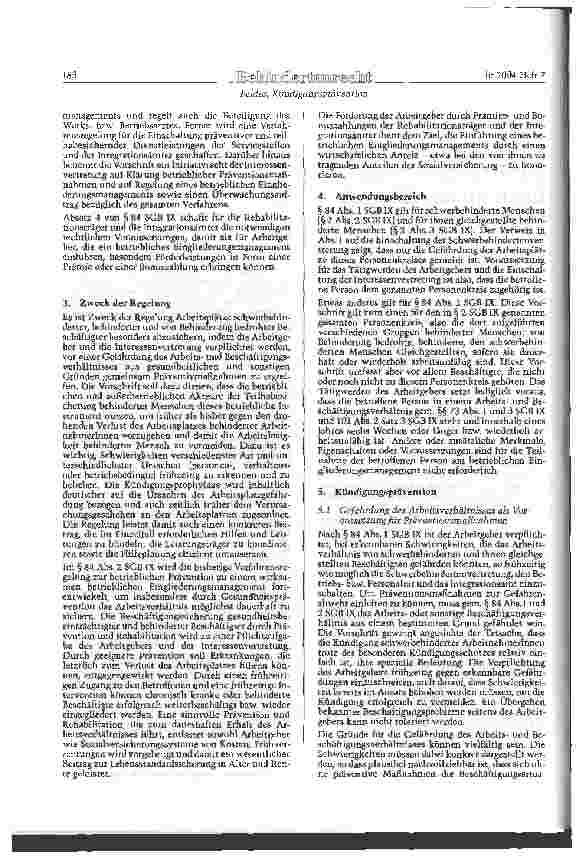 Vorschauseite 2: Kündigungsprävention und betriebliches Eingliederangsmanagement im novellierten SGB IX