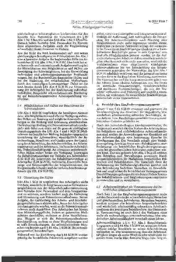 Vorschauseite 4: Kündigungsprävention und betriebliches Eingliederangsmanagement im novellierten SGB IX