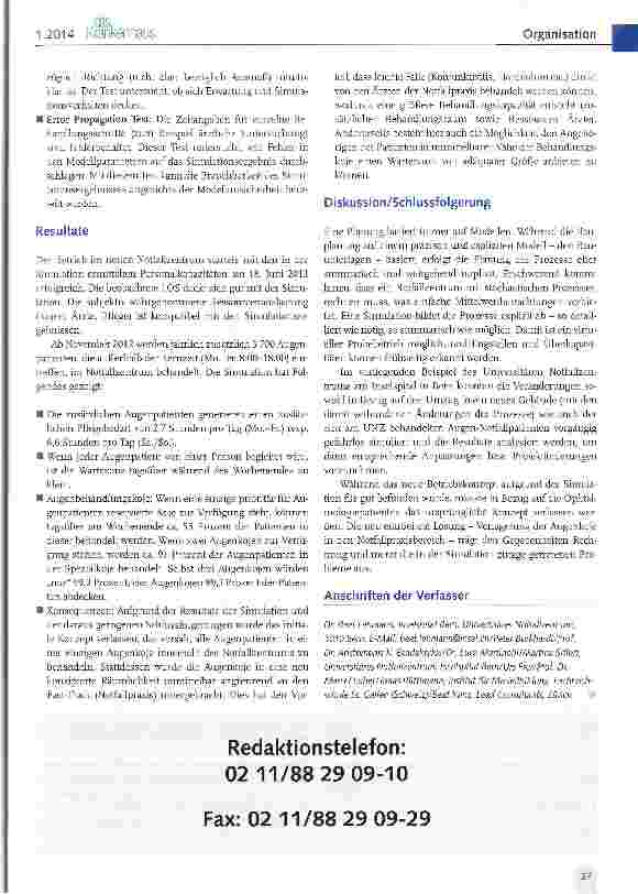 Vorschauseite 6: Prozess-Simulation des Universitären Notfallzentrums des Inselspitals Bern