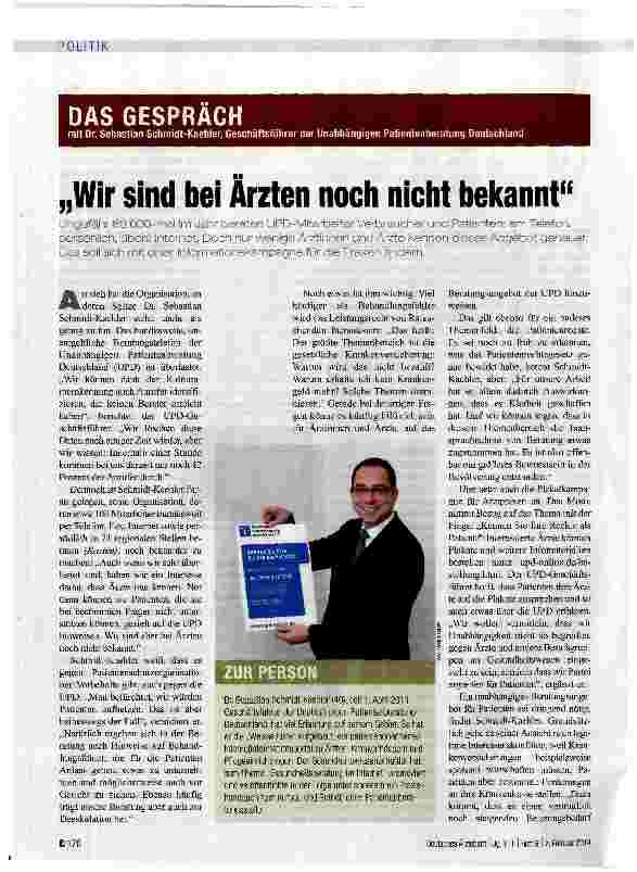 Vorschauseite 1: „Wir sind bei Ärzten noch nicht bekannt