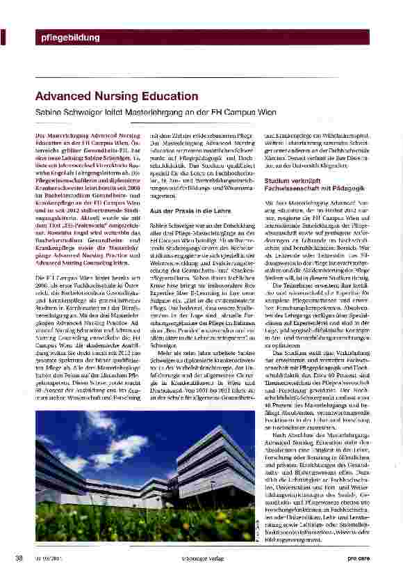 Vorschauseite 1: Advanced Nursing Education