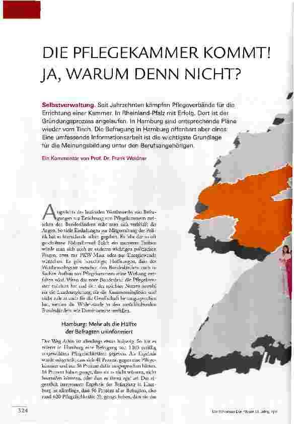 Vorschauseite 1: DIE PFLEGEKAMMER KOMMT! JA, WARUM DENN NICHT?