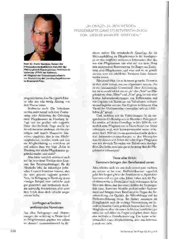Vorschauseite 3: DIE PFLEGEKAMMER KOMMT! JA, WARUM DENN NICHT?