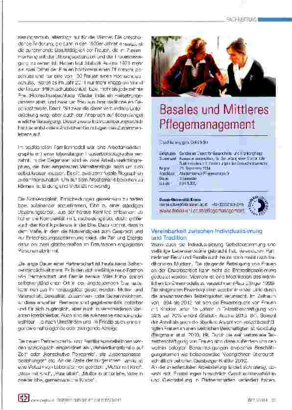 Vorschauseite 2: Die Vereinbarkeit von Familie und Beruf zwischen Individualisierung und Tradition