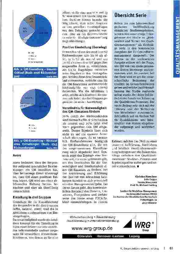 Vorschauseite 3: Serie: Wirksamkeit und Nutzen von Qualitätsmanagement Teil I: Wie wird Qualitätsmanagement gesehen?