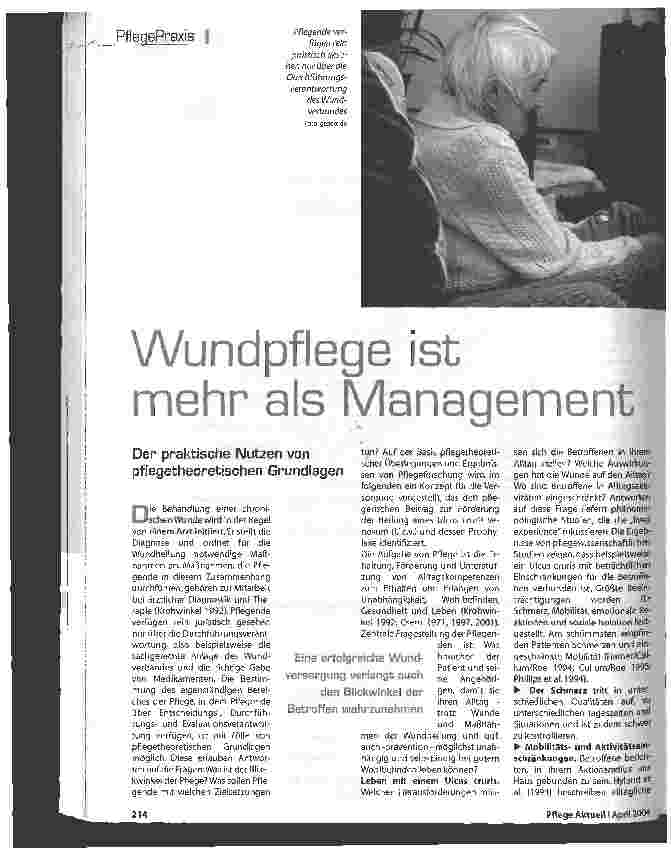 Vorschauseite 1: Wundpflege ist mehr als Management