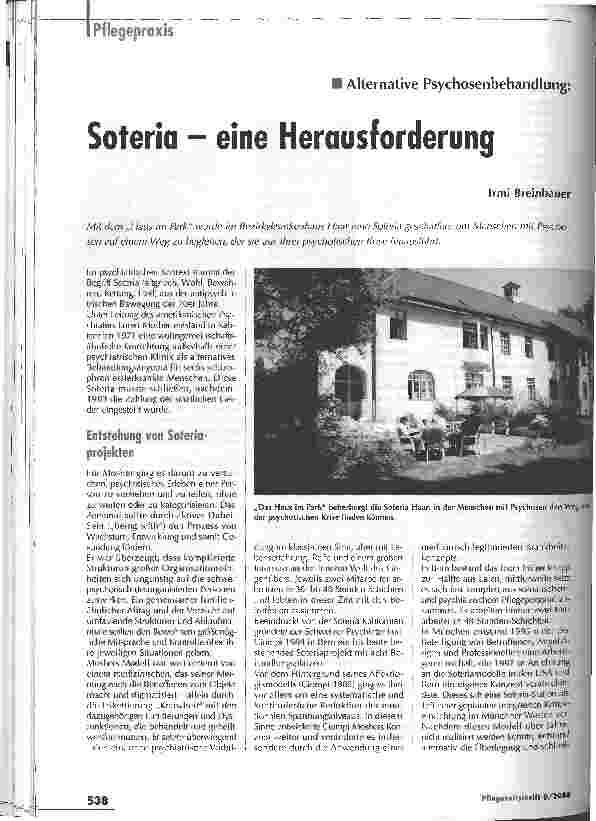 Vorschauseite 1: Soteria - eine HerausforderungAlternative Psychosenbehandlung