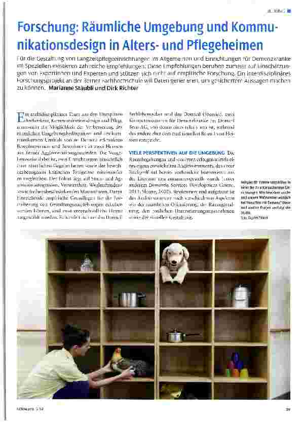 Vorschauseite 1: Forschung: Räumliche Umgebung und Kommu-nikationsdesign in Altersund Pflegeheimen