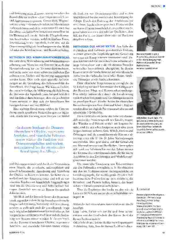 Vorschauseite 3: Forschung: Räumliche Umgebung und Kommu-nikationsdesign in Altersund Pflegeheimen