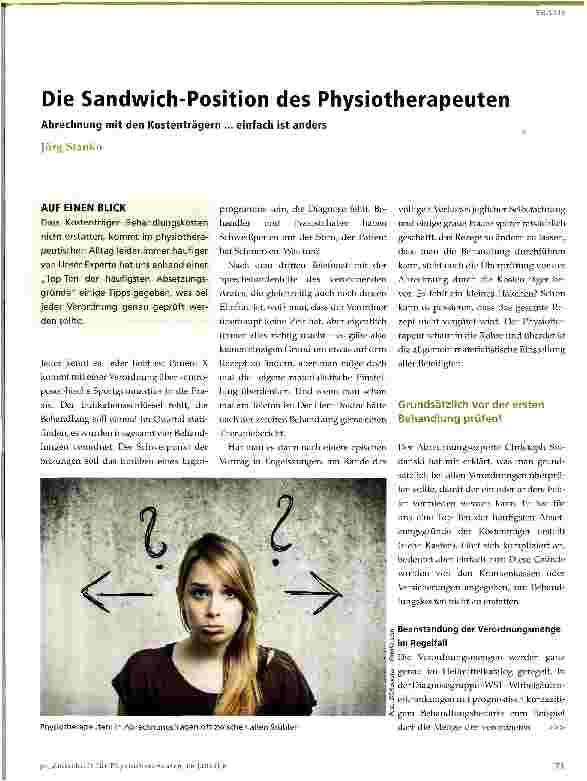 Vorschauseite 1: Die Sandwich-Position des Physiotherapeuten
