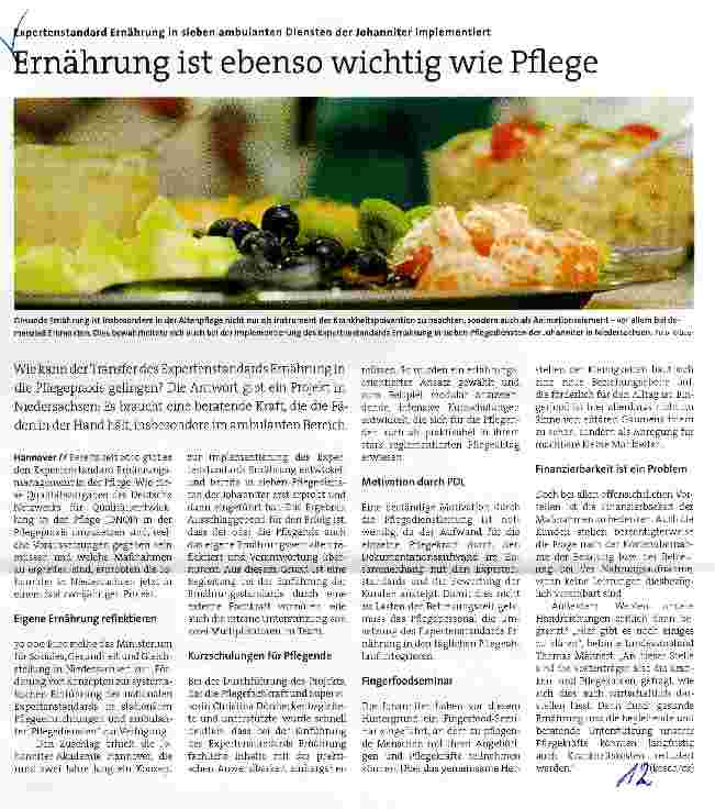 Vorschauseite 1: Ernährung ist ebenso wichtig wie Pflege
