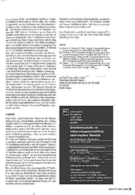 Vorschauseite 5: Experimenteller Computertomograph für Ausbildung und Forschung Teil 3: Aufhärtungskorrektur