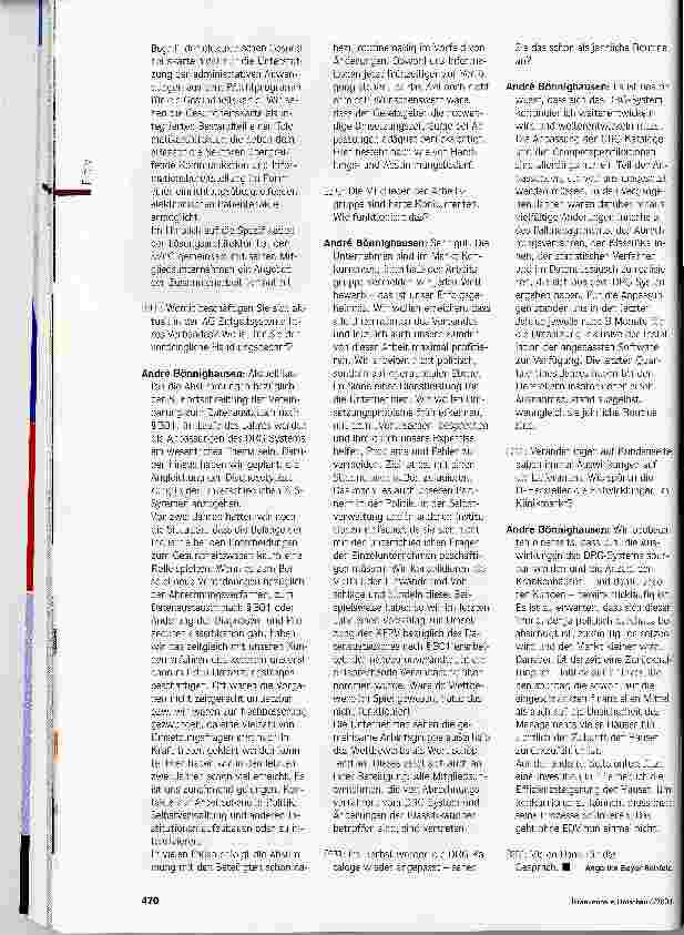 Vorschauseite 3: Für die DRGs gerüstet?Notwendigkeit und Wirklichkeit im IT-Bereich
