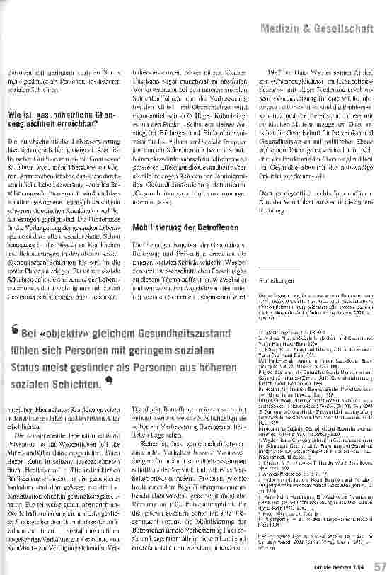 Vorschauseite 4: Soziale Ungleichheit und Gesundheit Gesundheitliche Chancengleichheit muss prioritäres Ziel werden