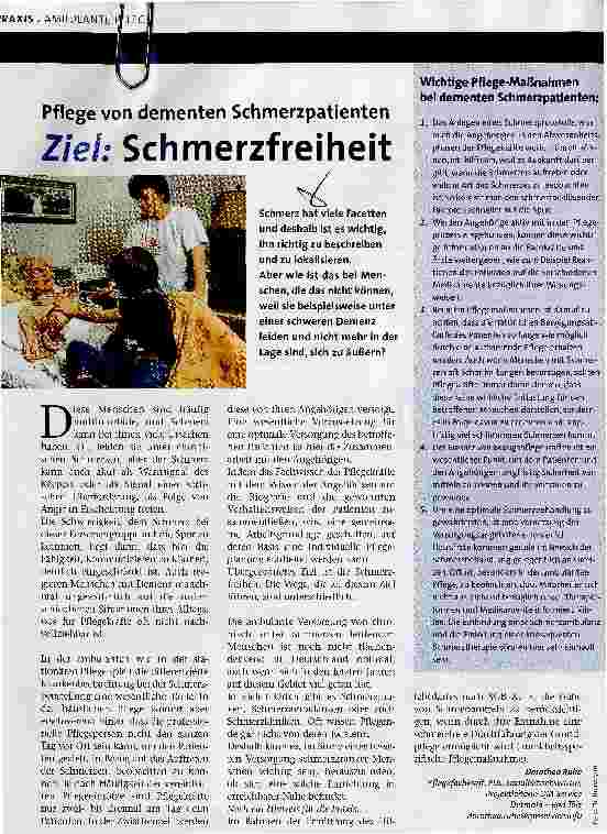 Vorschauseite 1: Pflege von dementen SchmerzpatientenZiel: Schmerzfreiheit