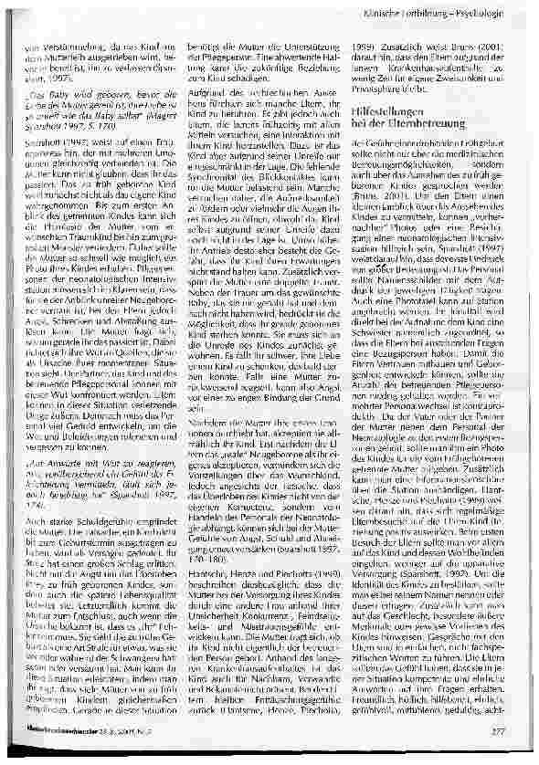 Vorschauseite 2: Die psychischen Belastungen von Eltern zu früh geborener Kinder